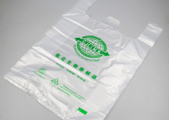 EN13432 Túi mua sắm áo phông nhựa dùng một lần có thể phân hủy sinh học 18x58cm