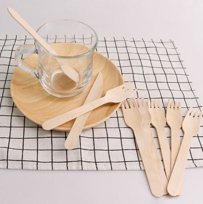 Bộ dao, nĩa và thìa bằng gỗ 16cm dùng một lần bền tốt