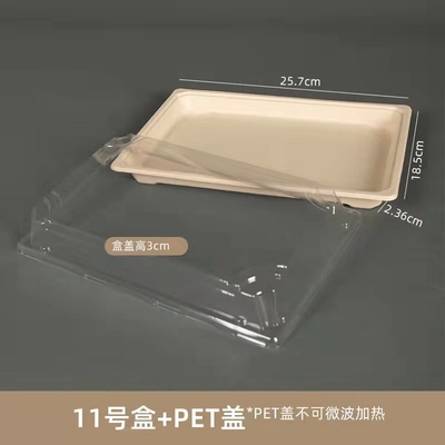 Hộp đựng thực phẩm bằng giấy có thể uốn được với nắp nhựa PET Hộp cơm sushi mía có thể phân hủy sinh học chống rò rỉ
