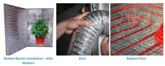 Một hoặc hai phản xạ vải dệt nhôm tấm nhôm hỗ trợ vải dệt cách nhiệt