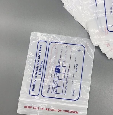 Bộ phim bao bì trong suốt có zip túi kép thân thiện với môi trường nhựa lỏng nguy cơ sinh học nguy cơ sinh học túi niêm phong bệnh lý PE y tế