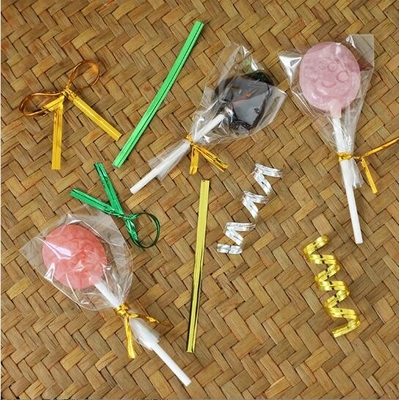 Sợi dây đeo cà vạt hoa, cuộn cà vạt đóng gói thực phẩm, dây buộc dán quà tặng màu sắc 300,400 yard cà vạt vàng và bạc