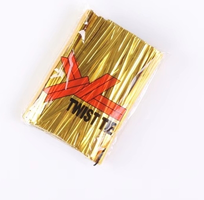 8cm Metallic Spool Golden Twist Tie cho bánh mì và quà tặng Twist Ties cho đóng gói bánh